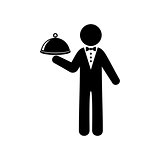 Simple black vector waiter icon