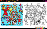 robot characters coloring book