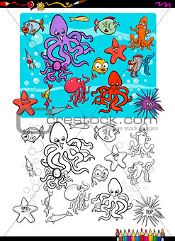 sea life group coloring page