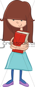 school girl character with book