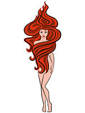 Abstract naked female with red wavy hair