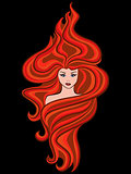 Abstract female head with red wavy hair