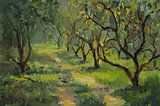 Apple trees, oil painting
