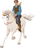 Prince Charming riding on a horse