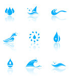 water icons with reflection