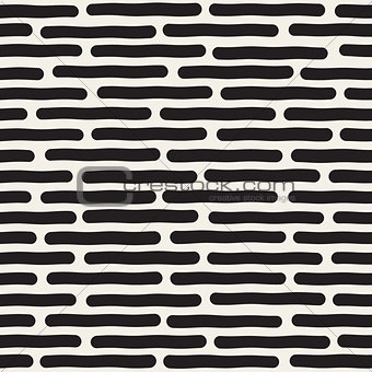 Vector Seamless Black And White Hand Drawn Horizontal Lines Pattern