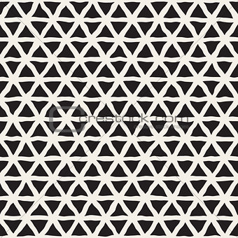 Vector Seamless Hand Drawn Triangle Lines Grid Pattern
