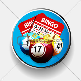 Bingo king and cards over metallic border