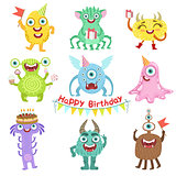 Sweet Monsters Happy With Birthday Party Objects