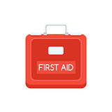 Red Plastic First Aid Kit Simplified Icon