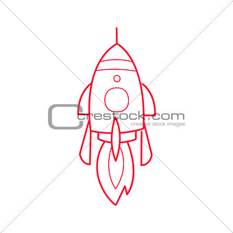 Rocket Ship Simple Contour Drawing