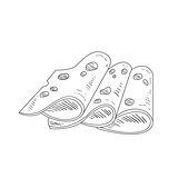 Three Slices Of Cheese With Holes Hand Drawn Realistic Sketch