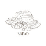 Bread And Pastry Still Life Hand Drawn Realistic Sketch