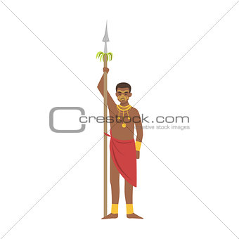 Warrior With Spear From African Native Tribe