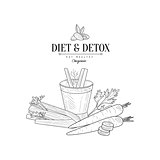 Vegetables And Celery Detox Hand Drawn Realistic Sketch
