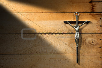 Jesus on Cross - Wooden Background
