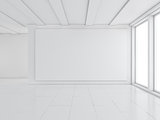 Empty gallery interior with light windows