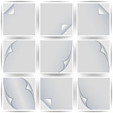 Set of white stickers, vector illustration.