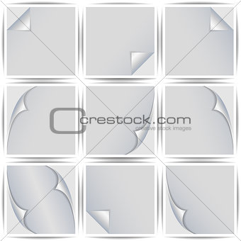 Set of white stickers, vector illustration.