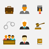 Law and justice flat icons