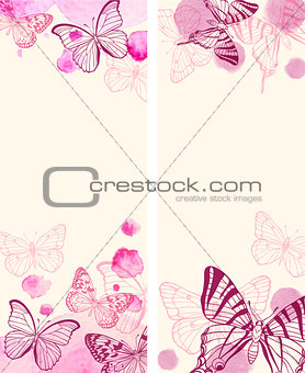 Vertical banners with butterflies