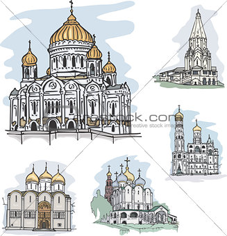Famous churches and cathedrals in Mosocw, Russia