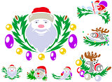 Set of patterns with St. Claus and Rudolph reindeer