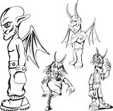 Set of teenage redneck demon guys