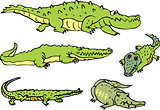 Set of comic gators and amusing crocodiles