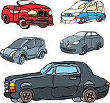 Set of comic non-brand cars