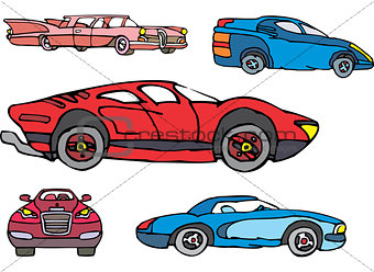 Set of comic non-brand sport and luxury cars