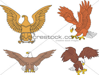 Set of symbolic U.S. eagles