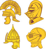 Set of heraldic helmets - medieval, ancient, oriental