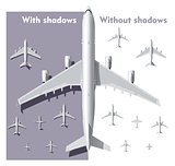 Vector overhead view airplanes set