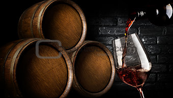 Barrels with wine