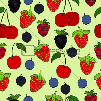 abstract doodle berry seamless pattern