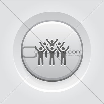 Teamwork Icon. Grey Button Design