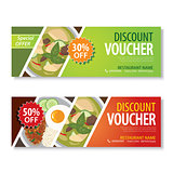 discount voucher template with thai food flat design