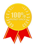 Gold Label 100 Money back. Vector Illustration