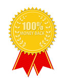 Gold Label 100 Money back. Vector Illustration