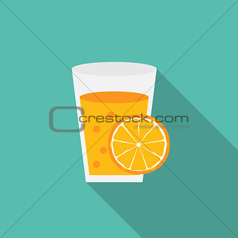 Breakfast Orange Juice Icon in Modern Flat Style Vector Illustra
