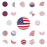 Spherical gray color symbols USA Flag