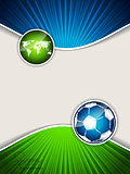 Abstract soccer brochure with blue ball and green map