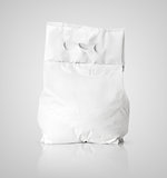 White blank washing powder bag package on gray