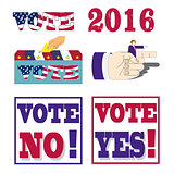 American presidential election 2016 badges and vote labels.