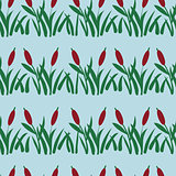 Seamless pattern with reed in water.