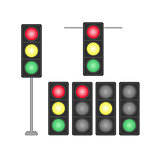 Set of traffic lights isolated on white background.