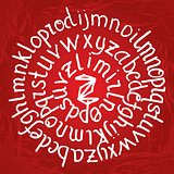 Abstract round lettering on red gradient background with texture