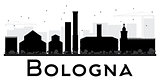 Bologna City skyline black and white silhouette.