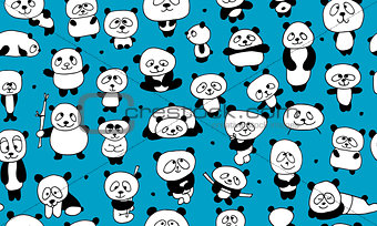 Funny pandas, seamless pattern for your design
